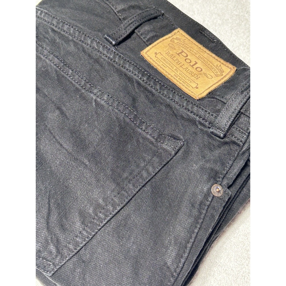 Polo Ralph Lauren Men's Black Jeans 38x32 Straight Fit No Fade No Heel Drag MINT